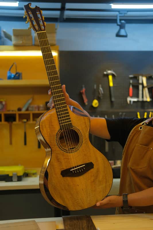 Batiksoul Guitars No.#126 - Parlour Crescentia Moon Flamed Mango ( Hybrid Bracing ) image 1