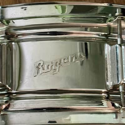 Rogers Powertone 5 x 14" Chrome over Brass Snare Drum  #6530 8 Lug Vintage Cleveland Era image 2