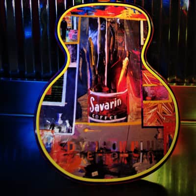 El Daga Jasper Johns "Flag Island" 2019 - Collage Dada Art Guitar. Only one. image 3