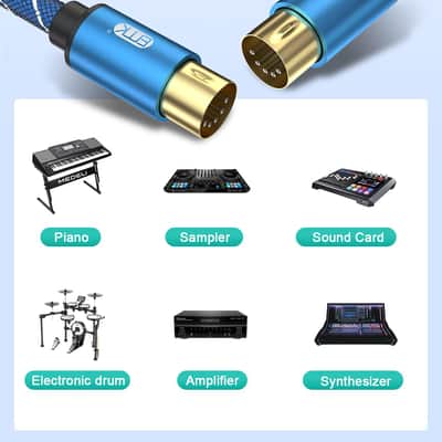 5-Pin DIN MIDI Cable Male to Male Midi Cables Compatible with MIDI Keyboard/Synthesizer/Guitar Multi Effects/Audio Interface/Audio Mixer/Audio Amplifier/External Sound Card (6.6Feet/2m) image 5