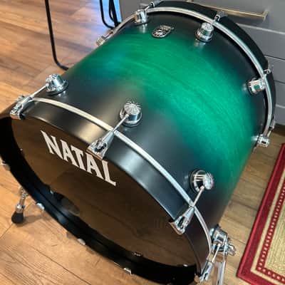 Natal Cafe Racer drum set last of the tulip wood!!!! - Green satin fade finish image 3