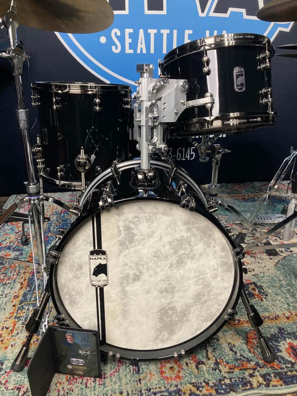 Mapex - Black Panther Design Lab, Cherry Bomb,  Jeff Hamilton 4-Piece Bop  Set! 2020's - Piano Black, Snare and Cases included!! image 1