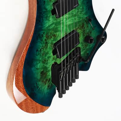 Agile Fan Fret Headless Guitar with Tremolo PERIHELION PRO 62628 TR MOD SS GREEN-BLUE BURST image 4