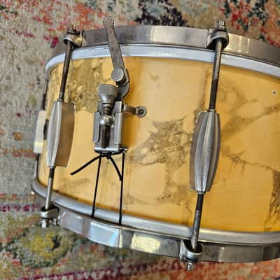 Slingerland 14x7" 3-ply Snare Drum in Yellow Marble Lacquer 1950s image 5