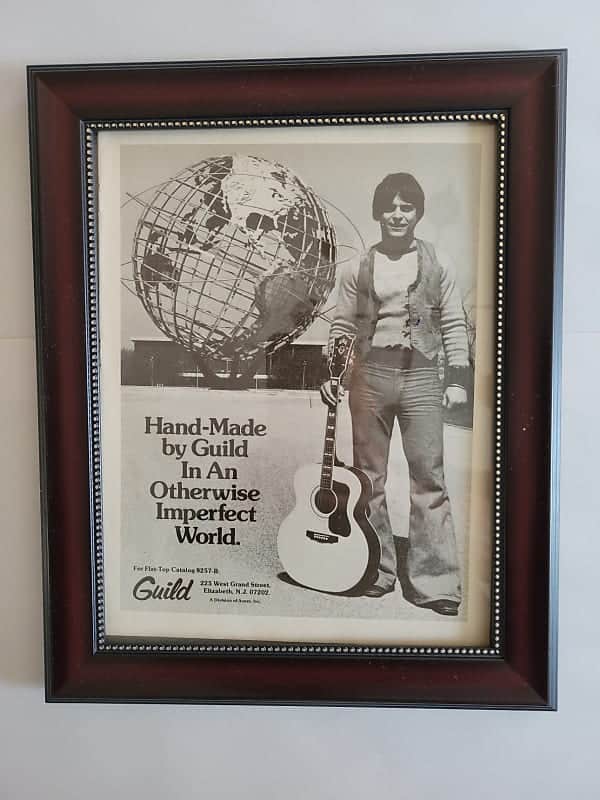 1976 Guild Guitars Promotional Ad Framed Guild Jumbo Acoustic Guitar Original image 1