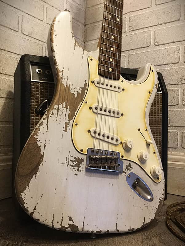 Fender Stratocaster Electric Guitar Arctic White Nitro (Partscaster) by Nate's Relic Guitars image 1