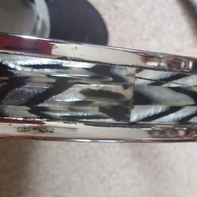 Pearl VINTAGE Japan 20" Chrome Bass DRUM Hoop Black White ONYX AGATE White TIGER RARE !!! 60s 70s image 9