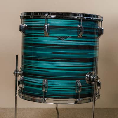 Vintage Rogers Turquoise Strata 14x22 8x12 and 16x16 Drum Set image 2