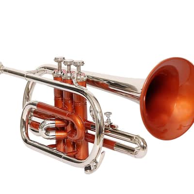 SAI MUSICAL CORNET Bb PITCH COPPER COLOR +BRASS SILVER WITH CASE AND MP 2022 image 1