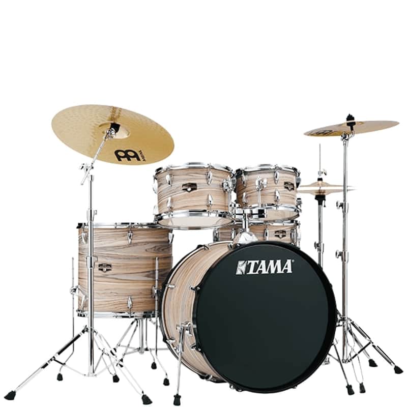 Tama Imperialstar 5-Piece Complete Drum Set w/ Meinl HCS Cymbals - 22" Bass (Natural Zebrawood Wrap)