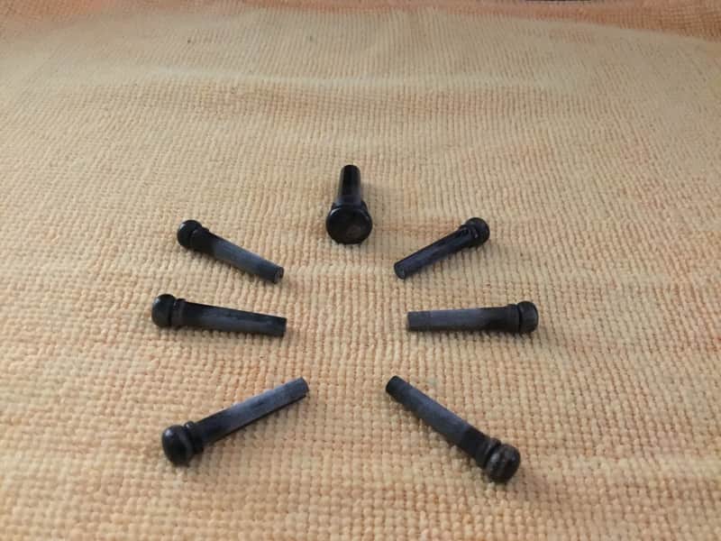 NOS Vintage Snakewood Bridge /End Pin set for Iconic and Boutique  Acoustic  guitars -Dark Gray image 1