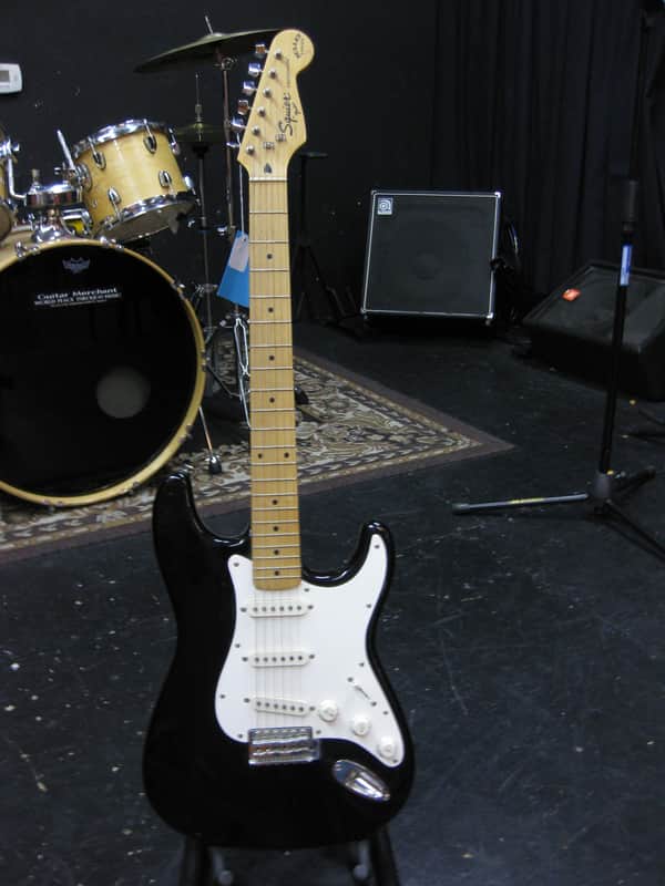 Vintage Bullet Squire Strat black with maple neck image 1