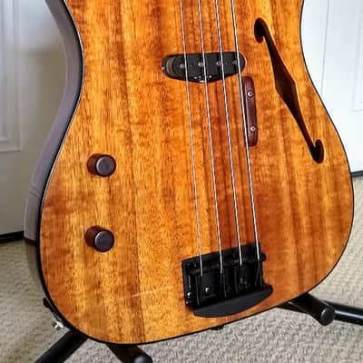 Lefty Warmoth Custom-T Telecaster Bass with Koa Top and Rosewood Neck image 2