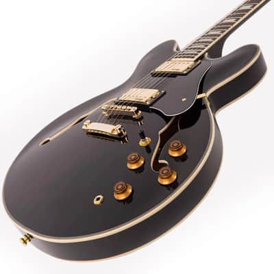 Vintage VSA500 ReIssued Semi Hollowbody Electric Guitar VSA500GBK - Gloss Black image 5