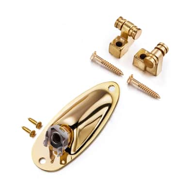 1 Set Gold Strat Style Guitar Jack Plate, String Trees with Neck Plate image 2