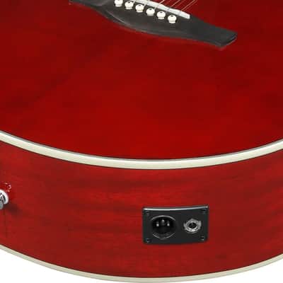 Ibanez AJ70M1E Artwood Jumbo Acoustic-Electric Guitar, Solid Spruce Top, Wine Red image 4