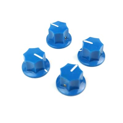 4x Control Knobs For Jaguar Mustang Style Guitar JB or Pedal, 1/4" Shaft, Blue (adjustable)