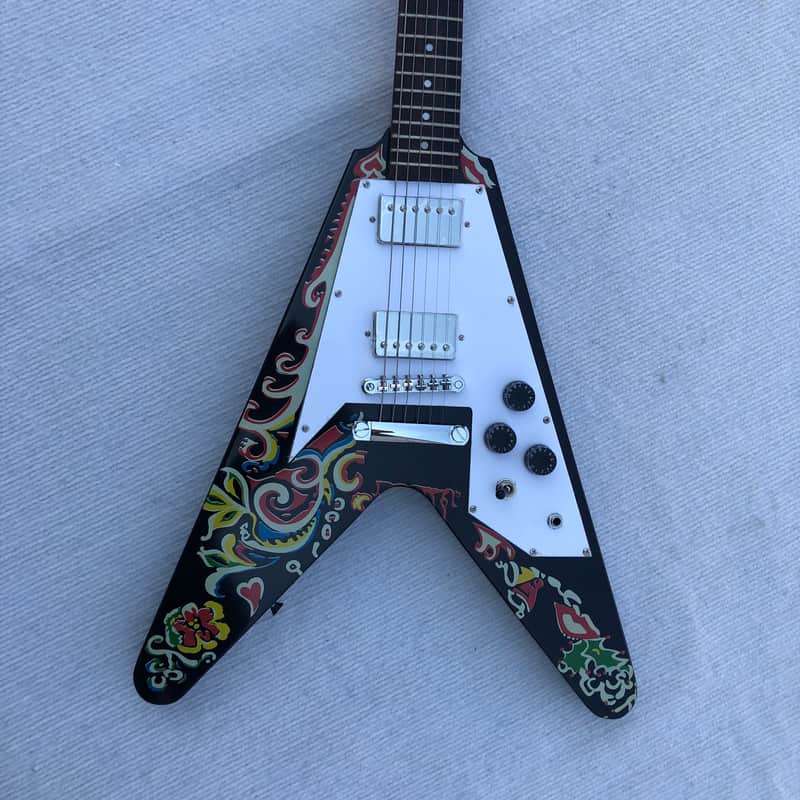 Electric Guitar V Style, Mahogany Body, Maple Neck, 22 Frets Rosewood Fingerboard, Custom Finish image 1