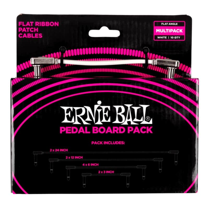 Ernie Ball Flat Ribbon Patch Cable Pedalboard Multi-Pack, White (P06387) image 1