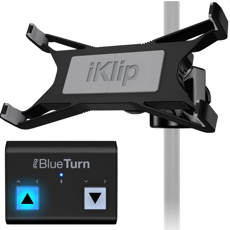 IK MULTIMEDIA TABLET PAGE TURNER BUNDLE iRig Blueturn Pedal & iKlip Xpand Stand image 1