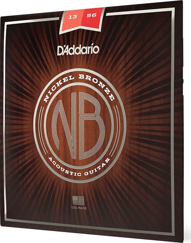 D'Addario NB1356 Medium Nickel Bronze Acoustic Guitar Strings, 13-56 image 1