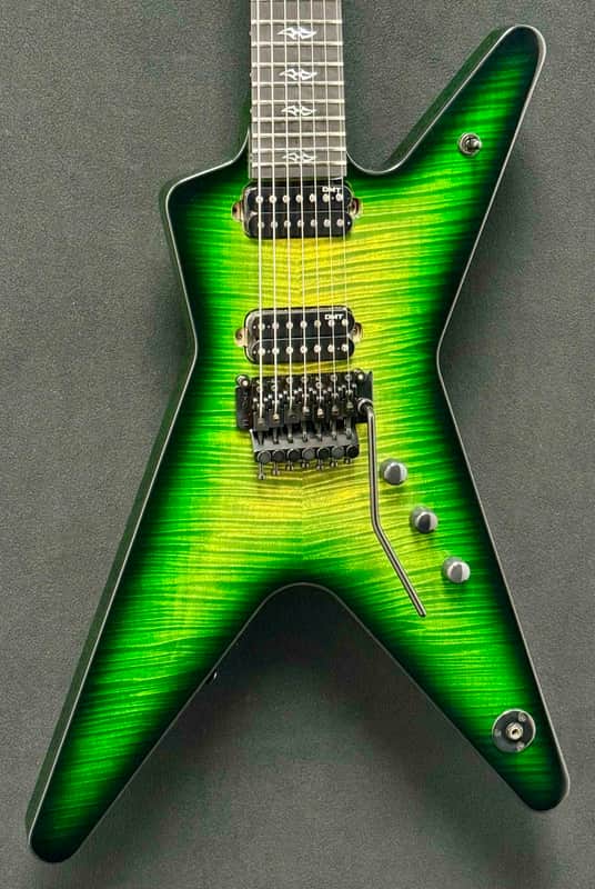 Dean Guitars - USA - Custom Shop - ML - 7 String - Emerald Burst Flame Maple Top - Reverse 7 Inline Head Stock - Floyd Rose - DMT 7 Nostalgia and Baker Act  Pickups - Black Hardware - w/OHSC - Call for Best Price !!! image 1