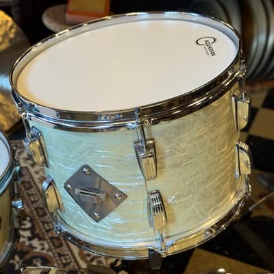 VINTAGE 1950's WFL Drum Set in White Marine Pearl - 14x24, 9x13, 16x16, 16x16, 6.5x14 image 10