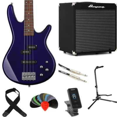 Ibanez Gio GSR200JB Bass Guitar and Ampeg Rocket Amp Essentials Bundle - Jewel Blue image 2