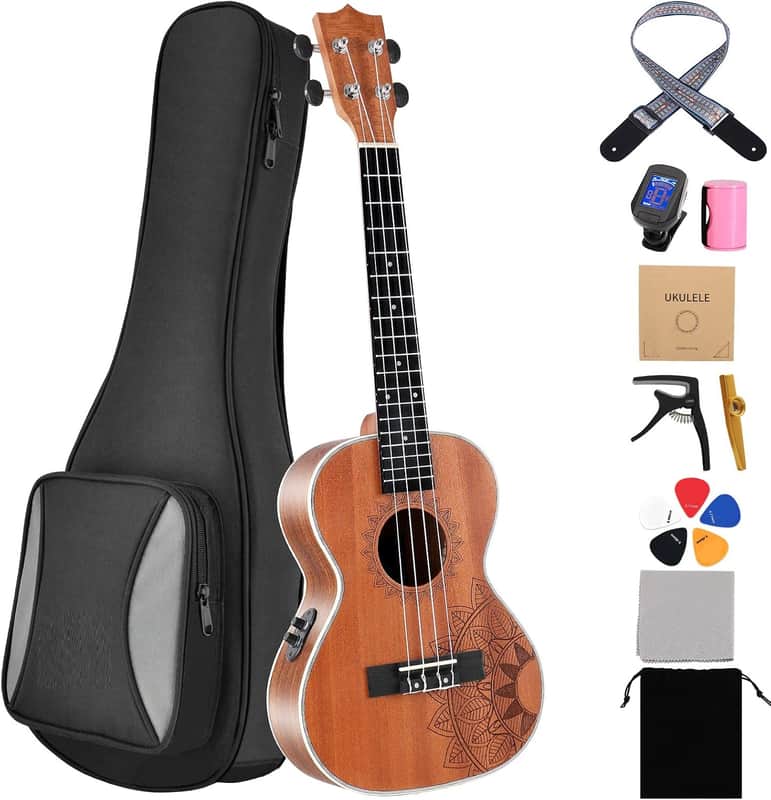 Tenor Ukelele Sapele Beginner Electric Built-in Equalizer Ukulele 26 inch Big Package Kit. Ukulele Ukalalee Suitable for adults, Beginners. image 1