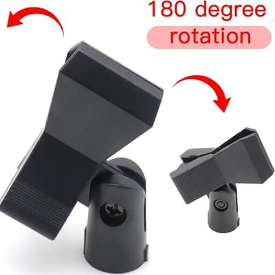 4pcs Microphone Clips with 5/8 Inch Male to 3/8 Inch Mic Clip Adapter, Universal Mic Clip for Microphone Mount, 180° Front-To-Back Rotation Mic Holder Clamp for Mic Stand image 3