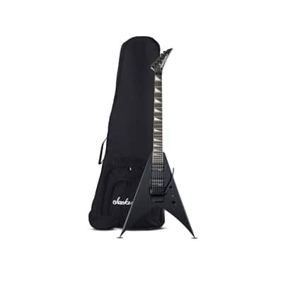 Jackson JS Series King V JSR2 6-String Electric Guitar (Right-Handed, Gloss Black) Bundle with Multi-Fit Gig Bag for Warrior, Kelly, King V, and Rhoads with 2 Exterior Pockets (Black) image 1