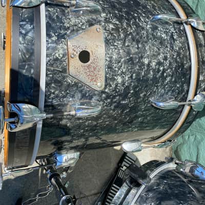 Gretsch 18”  Round Badge Drum Set 1960’s - Holy Grail of Jazz Drum Kits! Black Diamond Pearl 3 piece drum set image 6
