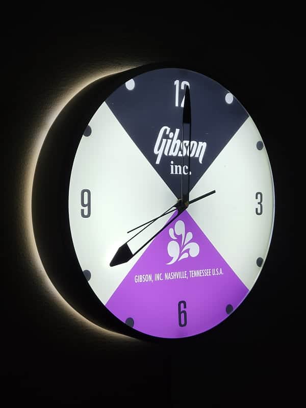 70's Style Gibson Round Light Up Wall Clock Killer Cool Man Cave/Garage Accessory image 1