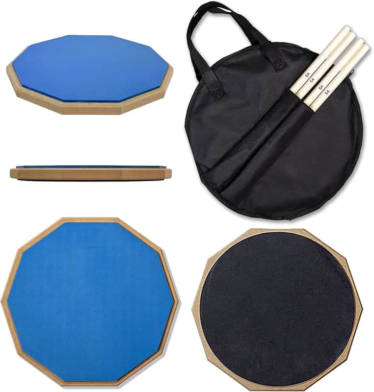 Snare Drum Practice Pad,12-Inch Practice Drum Pad,Double Sided Silent Drum Pad and Sticks,Drum Pads Carry Bag image 1