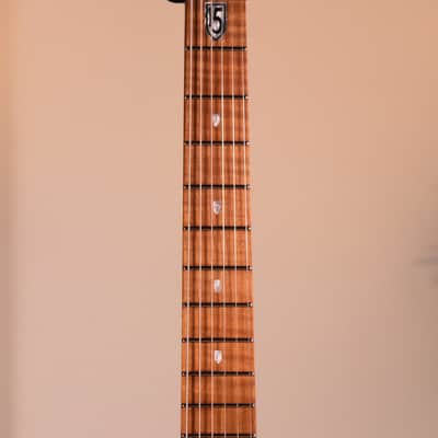 MusicMan JP15 - Figured Roasted Maple Fingerboard, Amber Waves Quilt image 6