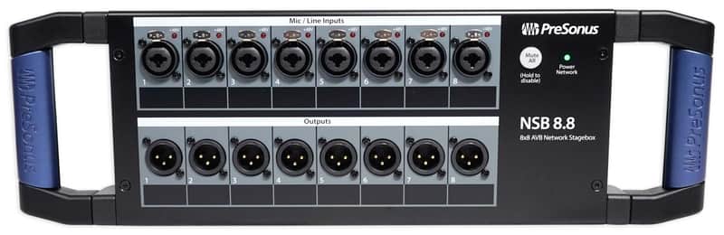 PRESONUS NSB 8.8 8x8 AVB Stagebox w/(8) XMAX Preamps+Rugged Steel Enclosure image 1