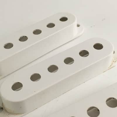 3 Genuine Fender Pure Vintage Strat Pickup Covers Electric Light NOS Relic White USA Made image 5