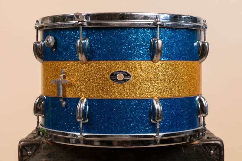 1970s Slingerland 12x15 Blue and Gold Tri Band Tom image 1