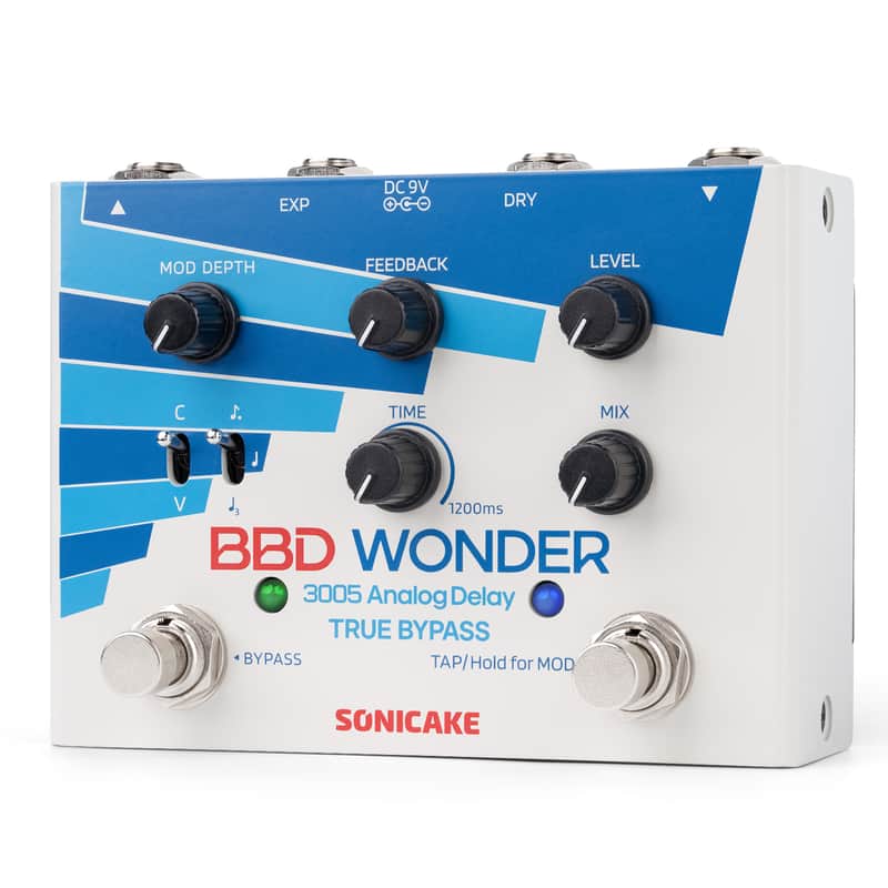 SONICAKE Delay & Modulation Guitar Pedal with Tap Tempo - BBD Wonder QDS-10 | Electric Guitar Bass Effects with 1200ms Delay, Chorus/Vibrato, Support External EXP Pedal, Dry Signal Output, True Bypass image 1