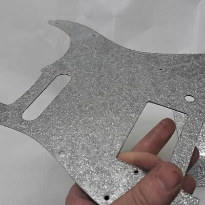 Platinum Silver Sparkle Glitter HXS HS pickguard + trem cover set Fits Fender Strat Stratocaster image 7