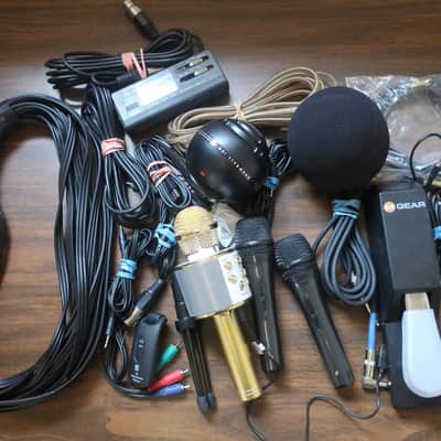 Quick I have Karaoke Party Next Week & I Need All The Stuff! Karaoke Lot 20 Blue Snowball 3 Mics Cables Tuner RCA 1/2 Inch XLR 5 Core Microphone Wireless Pink Karaoke Mic With Speaker 3 in 1 Portable Bluetooth image 1