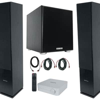 (2) Rockville Rocktower 64B Black Home Tower Speakers+Bluetooth/Wifi Amp+Sub image 1