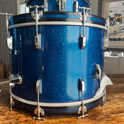 1963 Shelly Manne w Matching Snare Leedy Slingerland Drum set 13/16/22 w 5.5x14 EXC Blue Sparkle image 13