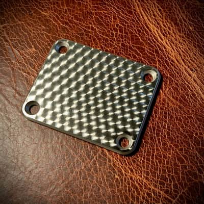 Van Dyke-Harms Extra Thick Stainless Steel, Engine Turned Neck Plate with Screws, Fits Fender-style, 4-bolt guitars 2023 - Engine-turned Stainless Steel image 2