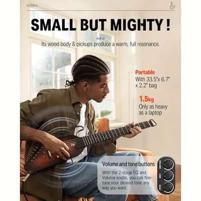 Donner HUSH-I Travel Guitar | Portable Ultra-Light & Quiet Performance Headless Acoustic-Electric Guitar image 7