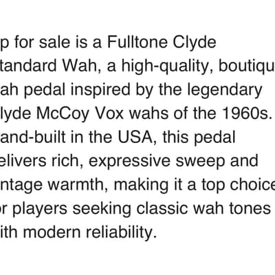 Fulltone Clyde Standard Wah 2005 - White image 6