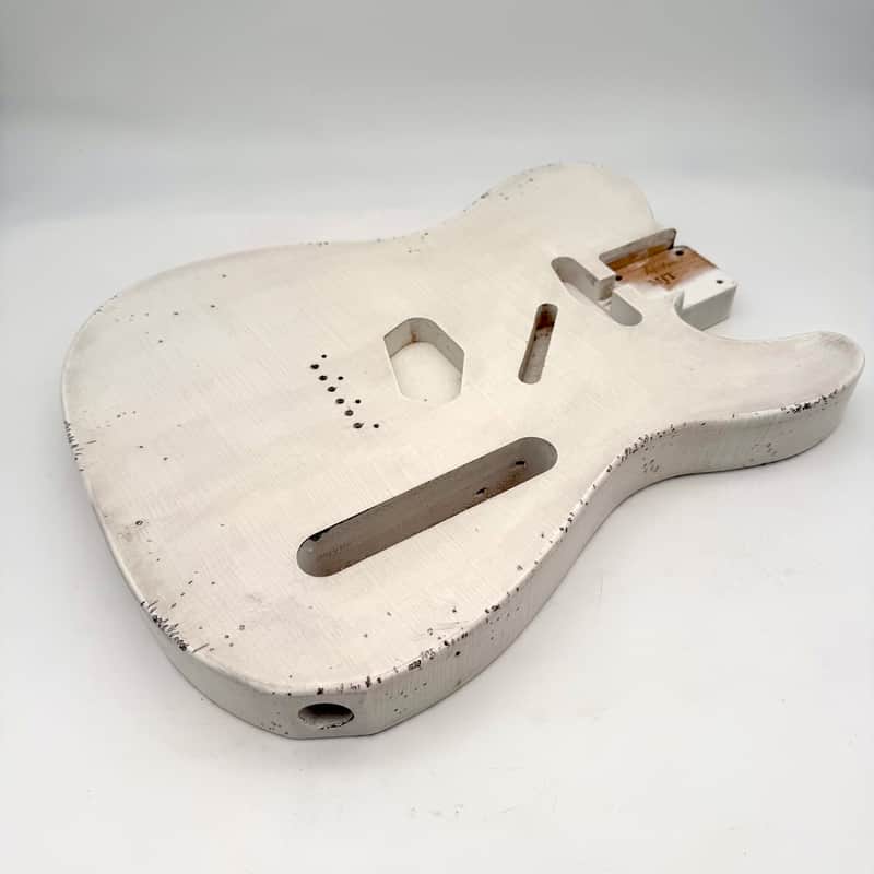 MJT Telecaster Body Alder Relic Nitro Olympic White Light mjt6581