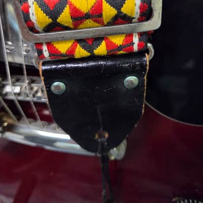 Vintage RARE 1960's Crest of Japan ACE Style Multi Color Hippie Style Hendrix Clapton Guitar Bass Banjo Strap Metal Buckle Headstock Cord image 2