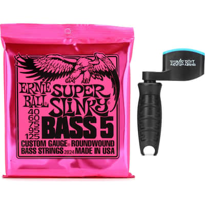 Ernie Ball 2824 Super Slinky Nickel Wound Electric Bass Guitar Strings with Pegwinder - .040-.125 5-string image 1