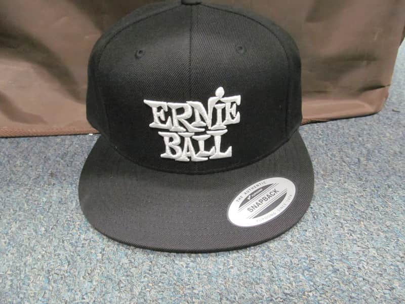 Ernie Ball Black with White Ernie Ball Logo Snapback Hat image 1
